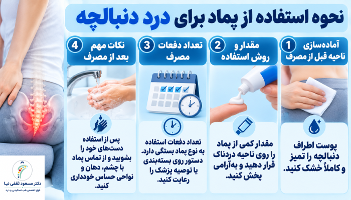نحوه استفاده از پماد برای درد دنبالچه
